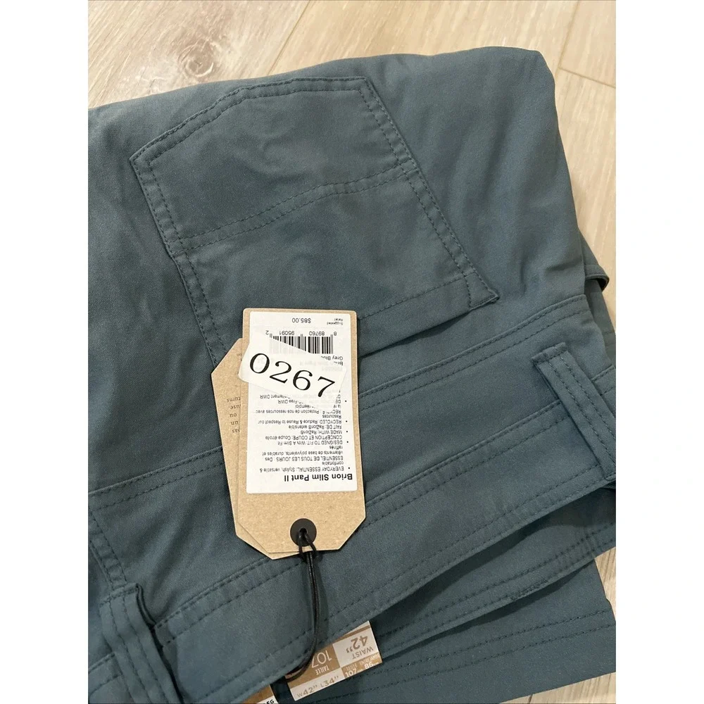 PrAna Pants Mens 42/34 Blue Brion Slim Fit Recycled Nylon Hiking Stretch Outdoo